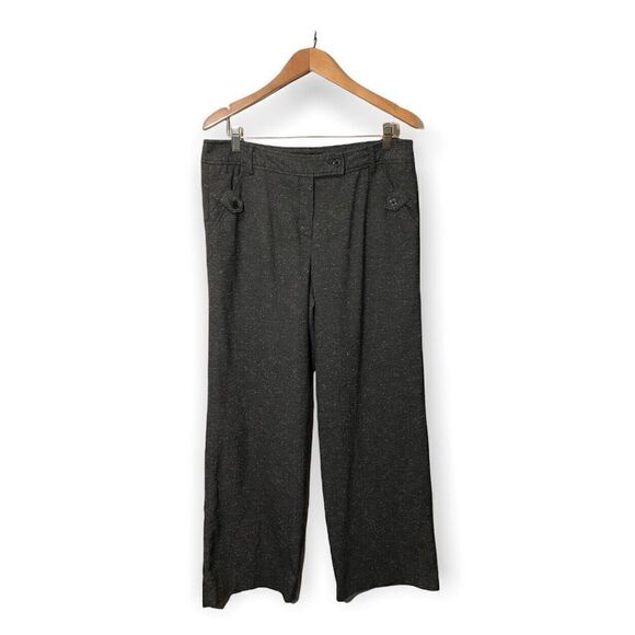 Sandro Tweed Trouser Pants Womens Sz 12 Wide Leg Pants Black - Picture 1 of 4